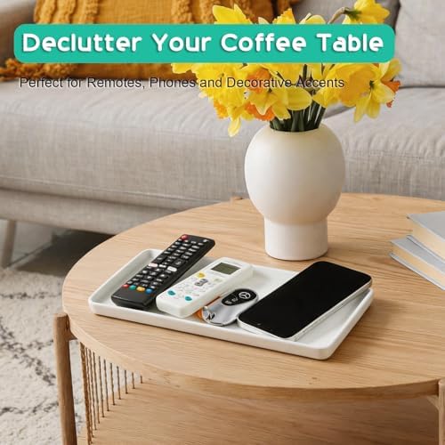 ALELION White Ceramic Bathroom Vanity Tray for Counter, Porcelain Tray for Toilet Tank, Soap Dispenser, Perfume, Jewelry, Candles, Coffee Table, Kitchen, Decorative Catchall Tray, 11.7 Inch - Image 3