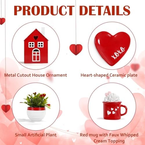 Valentine's Day Decorations for Home Office 8 PCS Tiered Tray Decor Set - Image 5
