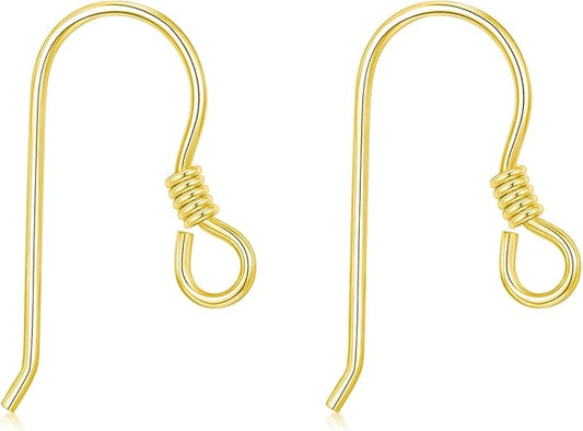 14K Real Gold Earring Hooks for Jewelry Making Fish Hooks 14K Yellow Gold Earring Findings for Earrings Jewelry Making(Style 7)