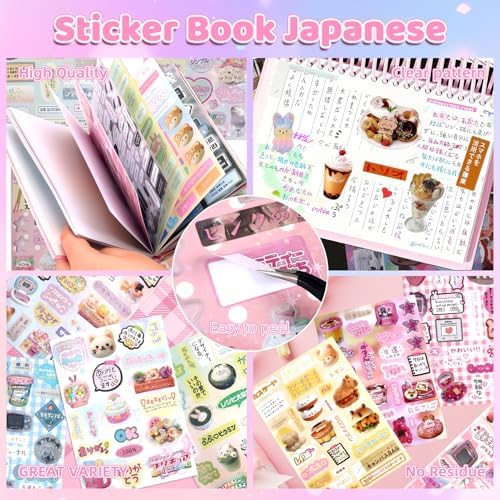 1300Pcs Japanese Sticker Book for Journaling Adult, Cute Scrapbook Stickers - Image 2