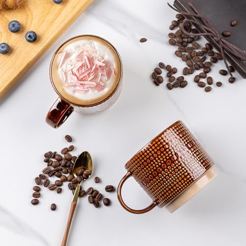 GBhome 12 oz Coffee Mugs Set of 4, Stackable Ceramic Coffee Cups Set - Image 3