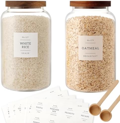 CZSZYGHBAO 2 PCS Large Glass Jar with Airtight Lid, Glass Food Storage Jars for Tea,Spice,Cereal, Egg,Flour,Coffee and More(98 FL OZ/2800 ml) by CZSZYGHBAO