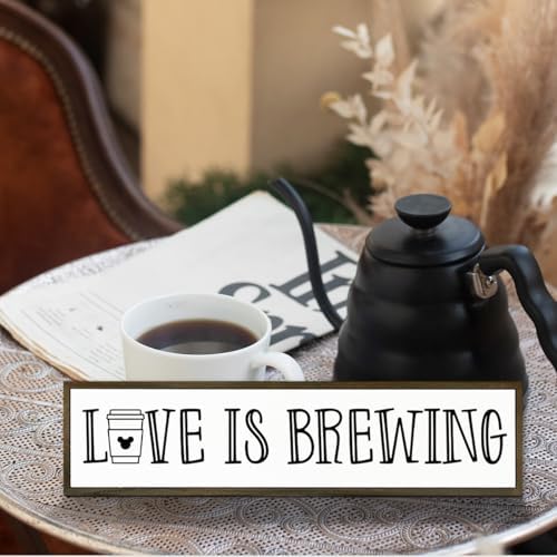 Coffee Decor Sign, Love Signs for Home Kitchen Decor, Coffee Station Decors for Wall, Cafe Decoration, Rustic Wooden Hanging Signs, Love is Brewing Sign, 17.8x4x1.2 inches - Image 5