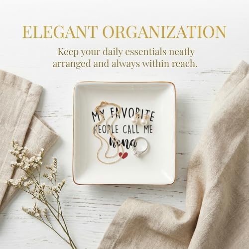 Nona Gifts Jewelry Dish Tray, Best Grandma Mother's Day Birthday Gifts from Grandkids Ceramic Jewelry Tray for Rings Earring Bracelet Necklace, Grandmother Gift Trinket Dish for Women - Image 4