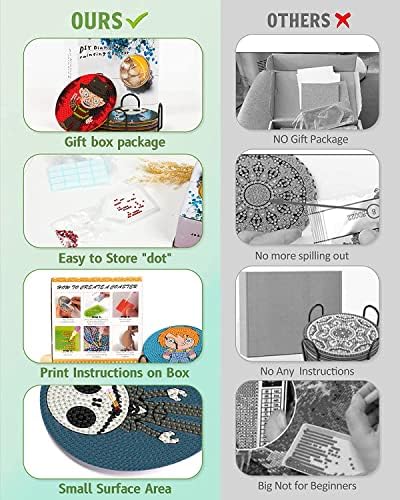8Pcs Diamond Painting Coasters with Holder,DIY Halloween Life Coaster Diamond Art Kits for Adults Kids,Beginners Round Full Drill Diamond Art Craft Supplies - Image 6