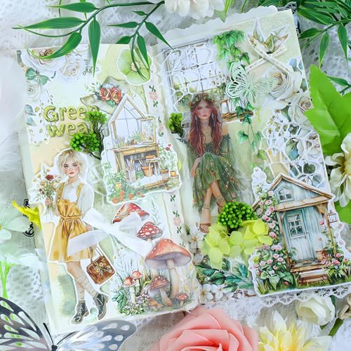 Snycler Beautiful Spring is Here Theme Sticker Scrapbooking Supplies for Junk Journal, 20 Sheets PET Stickers - Vintage Journaling Stickers, Ephemera Sticker Book Pre Cut, Junk Journal Supplies - Image 2