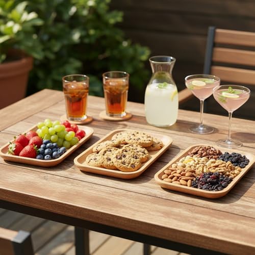 Serving Wooden Tray Salad Plates for Fruit Cookie Platter,7.87*5.12 inch - Image 4
