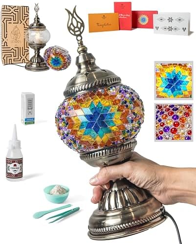 Ottoman Mosaics Turkish Mosaic Lamp Kit | DIY Art & Craft Project for Adults | Make Your Own Handmade Lamp (Multicolor) by Unknown