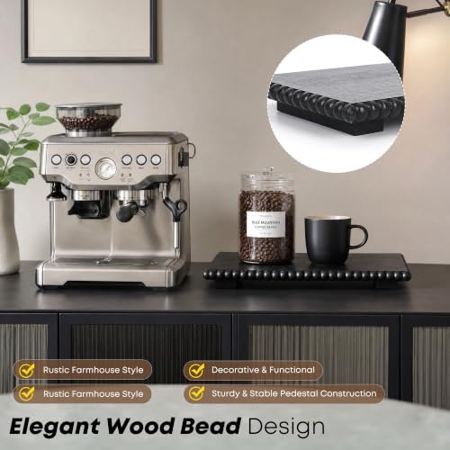 Beaded Wood Risers 12" Rustic Display Stand for Boho Decor(Rustic Black) - Image 4