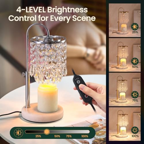 Candle Warmer Lamp with Timer Dimmer and 3 Bulbs, Lamp Candle Warmer with Marble Base,Wax Melt Warmer for Jar Candles, Birthday Gifts for Women Mom, House Warming Gifts New Home Decor - Image 5