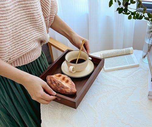 Serving Tray with Handles - 11.4x7.8 Inch Rectangular Bamboo Tray - Image 3