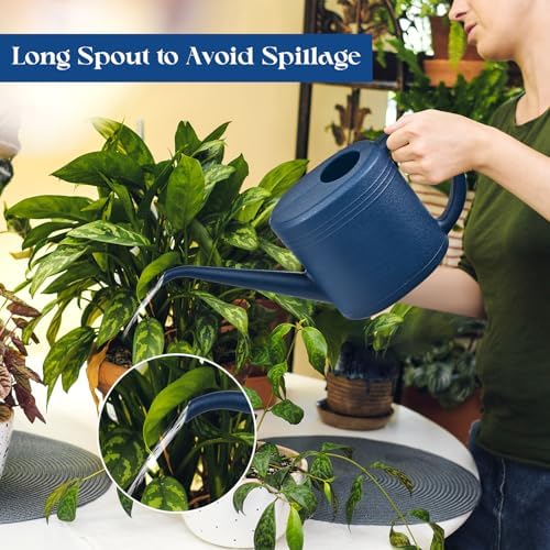 Watering Can - for Indoor and Outdoor Plant Garden - 1/4 Gallon - Navy Blue - Image 4