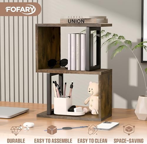Desk Organizer & Desk Hutch Shelf, Wood, Rustic Brown - Image 3