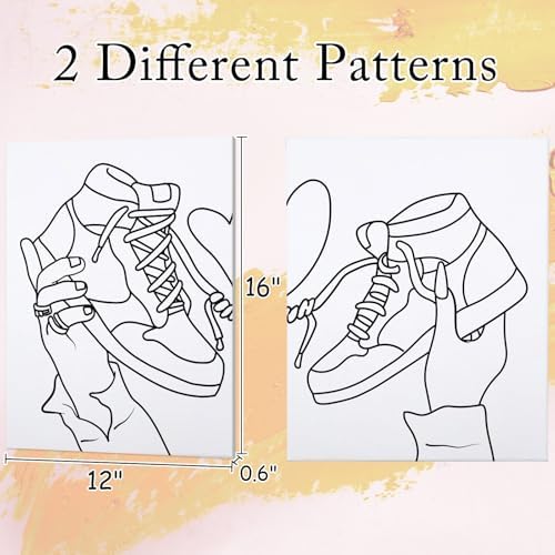 VOCHIC 2 Pack Couples Paint Party Kits Pre Drawn Canvas for Adults Paint and Sip Kit Date Night Games for Couples Painting Valentine's Day (12x16 Inches, Sneakers) - Image 4