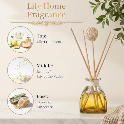 Lily Reed Diffuser Set, 2 Pack 1.7 fl oz Glass Bottles, 5 Rattan Sticks & Rattan Ball, Plant-Based Non-Toxic Essential Oil, Elegant Long-Lasting Home Fragrance for Bedroom Bathroom - Image 3