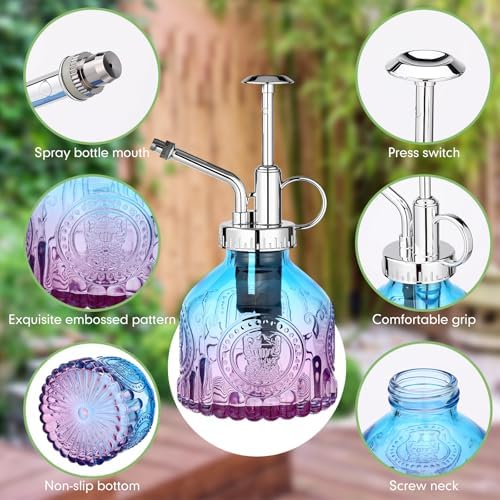 Zopeal 8 Pcs Glass Plant Mister Spray Bottle 200ml Vintage Plant Spritzer Multicolor Succulent Watering Bottle Watering Can 6.4'' with Plastic Top Pumps for Indoor Outdoor Garden Plants (Silver) - Image 3