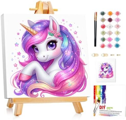 Mandun Unicorn Paint by Numbers Kit for Kids, 8x8 inch by MANDUN