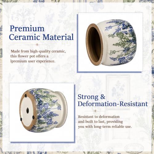 Vintage Planter for Indoor Plant, Ceramic Pot with Drainage Hole - Image 3