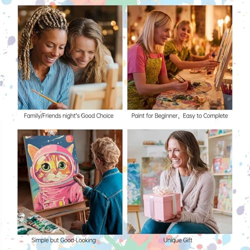 6 Different Animals Paint By Numbers for Adults Cat Giraffe Dog Cow Duck Frog Art DIY Colorful Animal Drawing Paintwork Paint by Acrylic Paint Mini Canvas Easy Painting Kits 8x12 Inch without Framed - Image 6