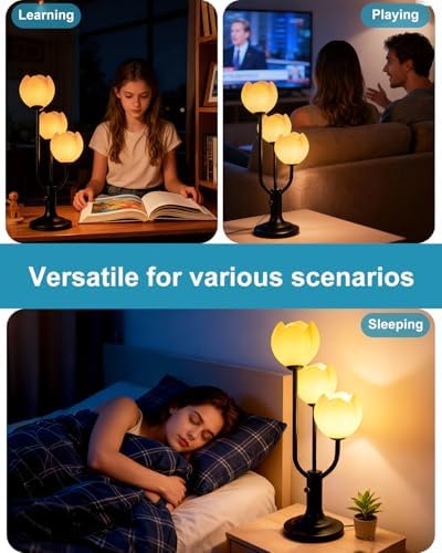 Lightdot Flower Table Lamp Floral Nightstand Lamp Home Decor Gift Dimmable - Image 7