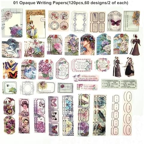 Esweny 200PCS Vintage Scrapbooking Supplies Pack, Aesthetic Scrapbook Sticker Paper Art Journaling Kit for Junk Journals,Planner,Cottagecore Decor Gifts (Purple Series) - Image 6