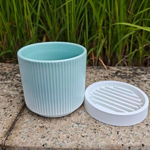 Cuteforyou 3.75 Inch Modern Textured Ceramic Succulent Planter Pot (No Plant Included) – Perfect for Small Plants, Cacti & Desk Decor – Lightweight & Durable，Blue - Image 5