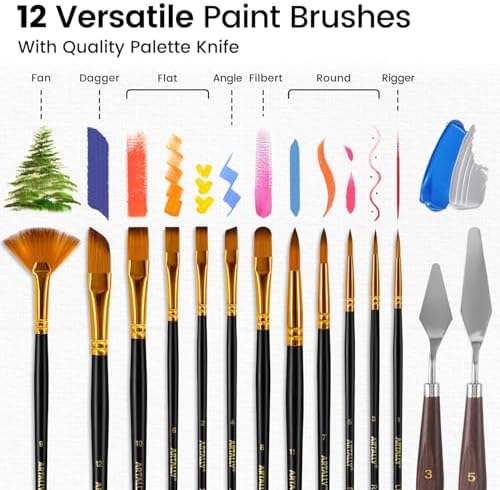 ARTALLY Acrylic Paint Set for Adults & Kids, 69 Pcs Canvas Painting Kits, 32 Colors Acrylic Paint (22ML),Table Easel,Brushes,Canvas, Art Painting Supplies Kit for Students,Artists,Beginners - Image 5