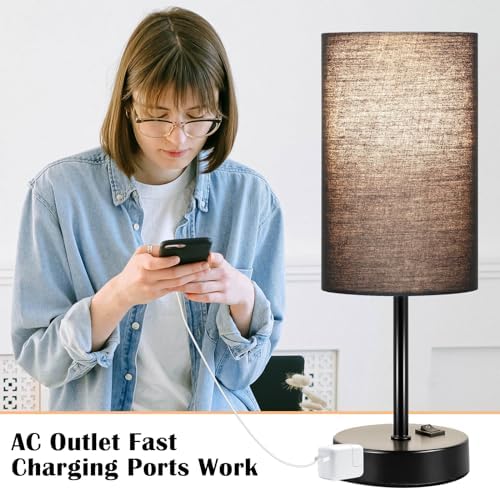 ZJOJO Black Table Lamp Set of 2, 13.8" Small Lamp for Bedroom Nightstand - Image 7