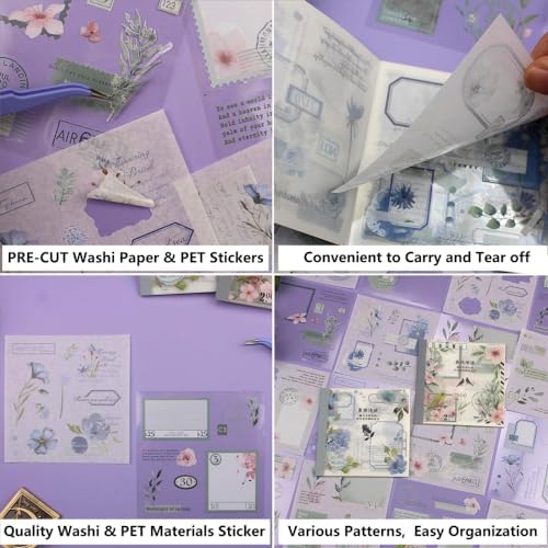40 Sheets Sticker Book for Adults Journaling, Washi and PET Materials, Ephemera Aesthetic Stickers for Junk Journals, Bujo, Planners - Image 3
