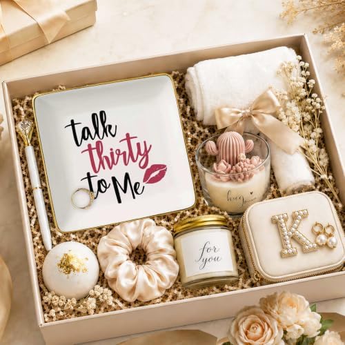 Topthink Talk Thirty To Me – Ceramic Jewelry Holder Ring Dish Trinket Box Tray – 30th Birthday Gifts for Women - 30 years old Gifts for Wife, Sister,Daughter, Girlfriend, Best Friends - Image 3