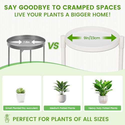 Plant Stand Indoor Outdoor, 3 Tier Metal Corner Shelf White 9 in Wide - Image 4