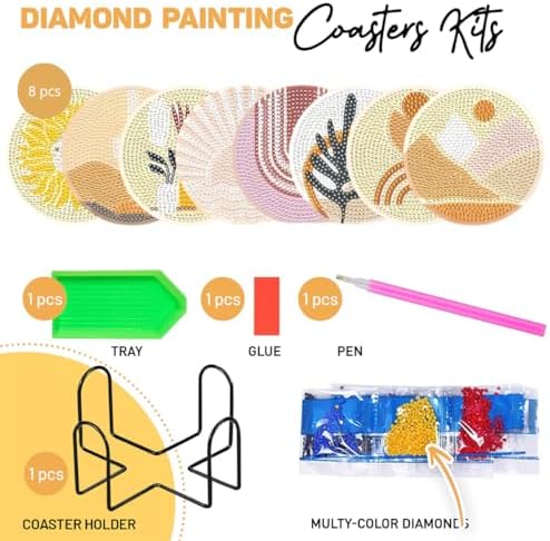 8 Pcs Bohemia Diamond Painting Kits | Diamond Painting Kits with Holder | Diamond Art Coasters for Beginners Adults - Perfect Art Craft Supplies Gift!… (Bohemia) - Image 2