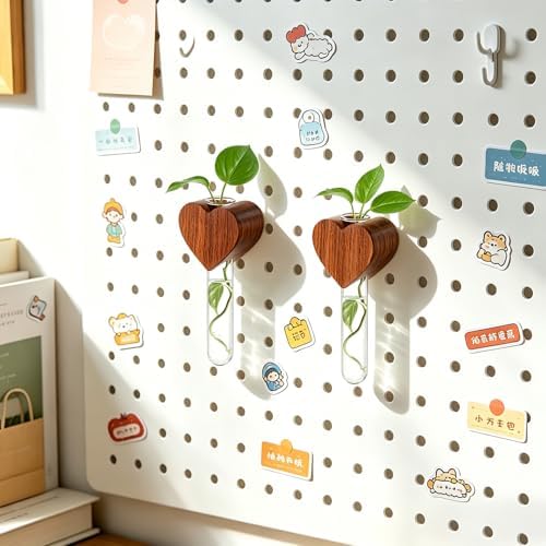 Heart-Shaped Wooden Magnetic Flower Vase Set of 2 for Refrigerator - Image 4