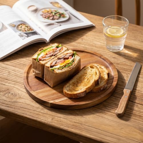 2 Pack Round Wood Tray, Acacia Wooden Decorative Serving Tray for Coffee Table, Home Decor, and Centerpiece – Small Candle Tray & Charcuterie Board for Kitchen Countertop (7.9 Inch) - Image 6