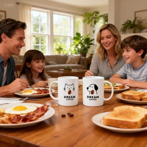 Mug Set of 2 Cute Cat and Dog Ceramic Mug Set Pet Lover Cup Set Novelty Animal Tea Cups - Gift for Pet Lovers,Cat Mom & Dog Dad,Animal Owner - Image 5