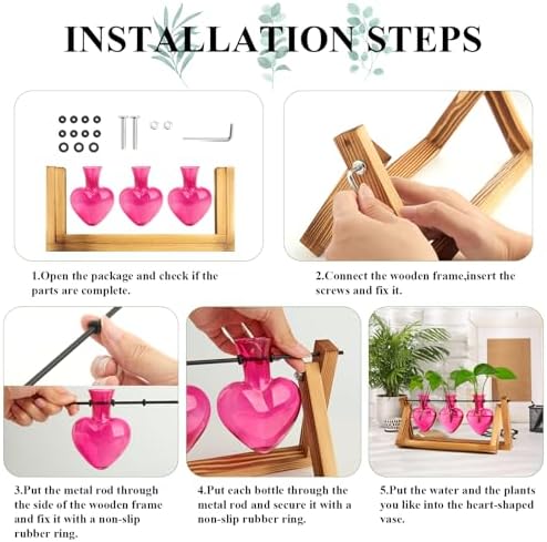 XXXFLOWER Plant Terrarium Propagation Stations 3 Heart Shaped Vases - Image 4
