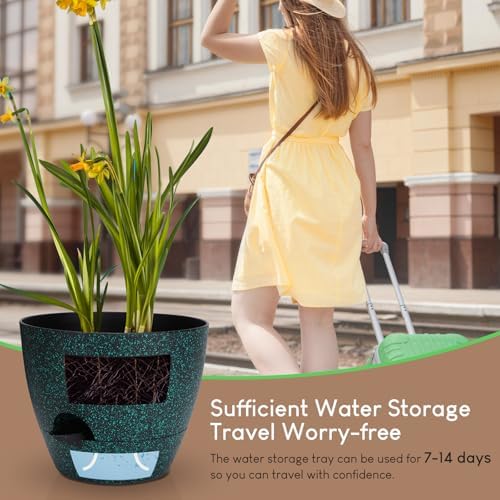 YNNICO Self Watering Plant Pots 10/9/8/7.5/7 inch for Indoor Plants - Image 5