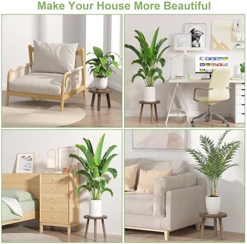 5-Pack Wood Plant Stands Indoor, Single Plant Stand for 6-12 Inch Pots, Mid-Century Modern Plant Stool, Tall Plant Stand for Large Plants for Living Room, Balcony, Office (Dark Brown) - Image 4