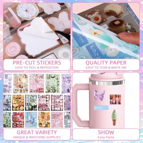 800Pcs Japanese Sticker Book for Journaling Adult, Cute Scrapbook Stickers - Image 3