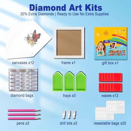 DOZEEZOP 12-Pack Small Diamond Art Kit for Adults Teens 7"x7" - Image 6