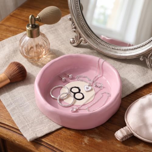 Roowest 8 Ball Jewelry Tray Pink Trinket Dish Resin Home Decor - Image 5