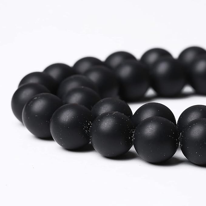 90pcs 4mm Matte Natural Black Agate Onyx Beads Round Loose Beads for Jewelry Making DIY Bracelets Crystal Energy Healing Power Stone (4mm, Matte Black Agate)