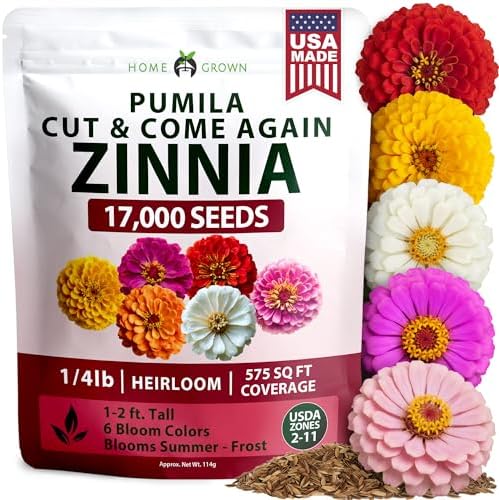 HOME GROWN Zinnia Seeds, Pumila Mix, 17,000 Seeds, Zinnia elegans by HOMEGROWN