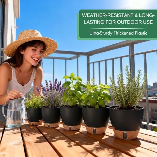 5-Pack 10/9/8/7/6.5Inch Self Watering Plant Pot for Inoor/ Ourdoor Plants - Image 3