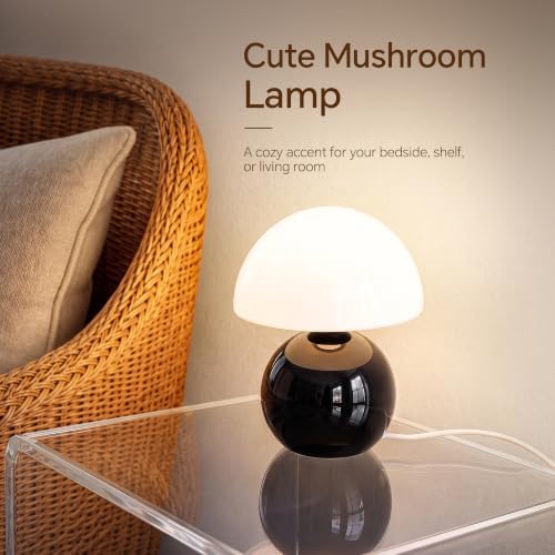 Dawnwake Mushroom Lamp Table Lamp for Bedroom-Small Desk Table Lamps,Black - Image 2