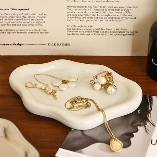 Ceramic Jewelry Tray, Cute Cloud Tray, White Trinket Dish, Ring Holder for Vanity Bathroom Nightstand Decor, Small Ring Dish Birthday Gifts for Women, Jewlery Plate Bowl for Keys, Candles - Image 7