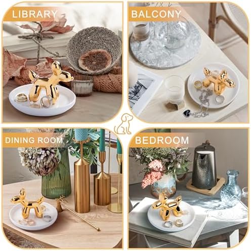 OSOPOLA Ceramic Golden Dog Jewelry Tray Ring Holder Dish Key Tray - Image 4