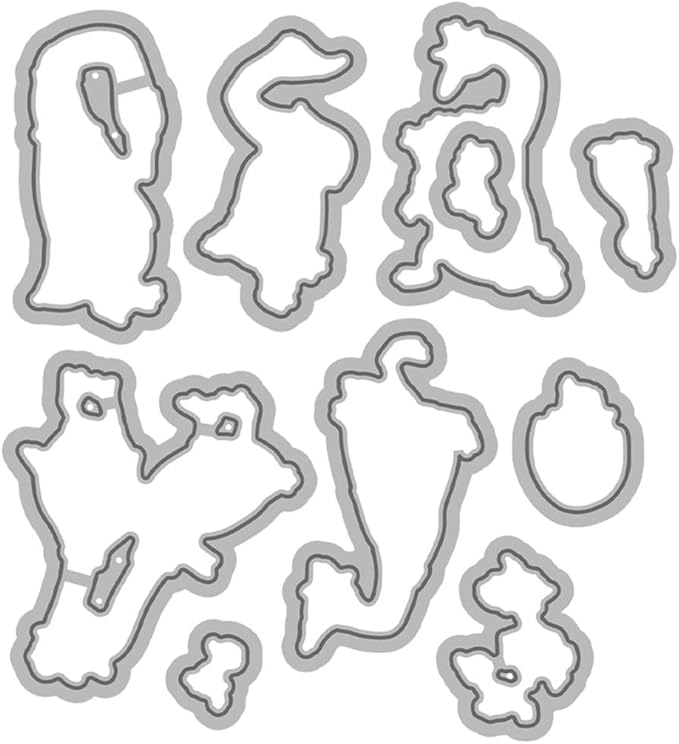 Lovers Goose Flower Stamps and Cutting Dies for Card Making DIY Transparent Silicone Clear Stamp and Metal Die Cuts Sets for Scrapbooking Paper Greeting Cards Decor Seals Craft Supplies