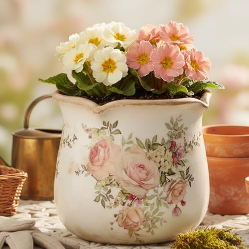 Ceramic Flower Vase, Rustic Farmhouse Vases & Planting Pots with Drainage - Image 5