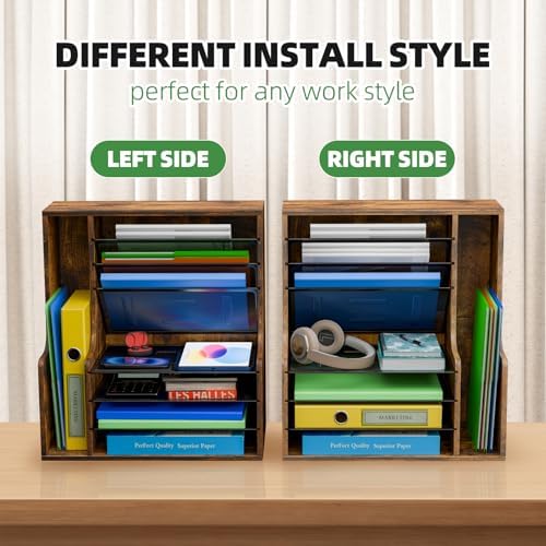 Simple Trending 7- Tier Desk File Organizer, Paper Organizer, Rustic Brown - Image 5